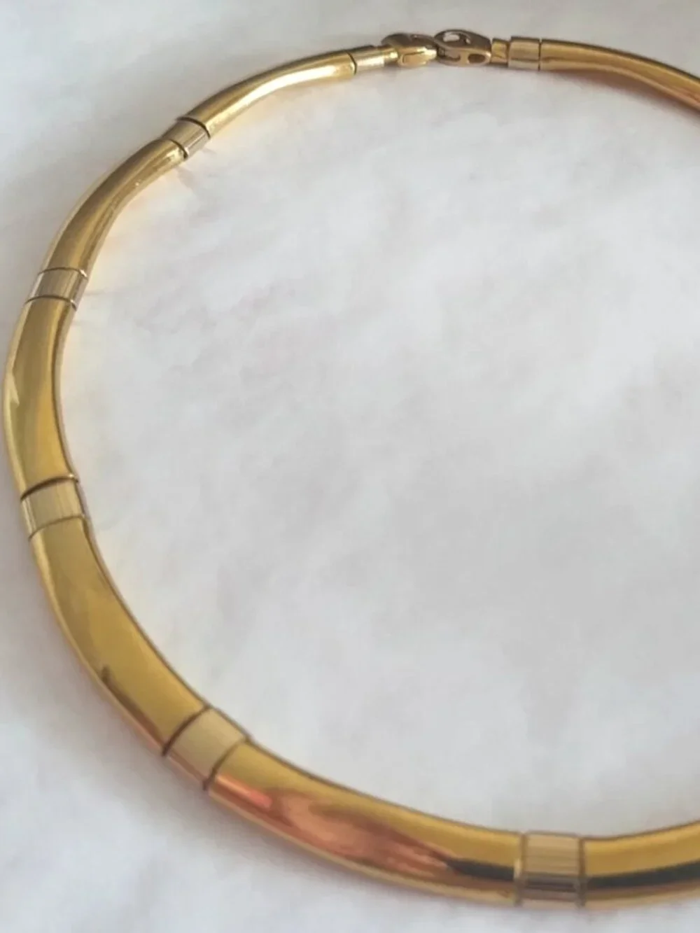 Vintage 18K Yellow Gold Custom-Made Domed Curved Link Collar Necklace 48.6 Grams